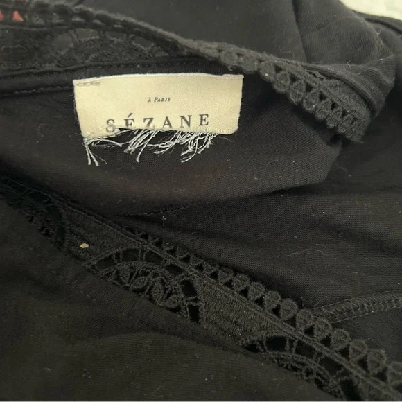 Sezane Lucille Dress Open Back Lace Black Midi Dress - Picture 14 of 16